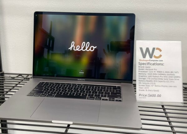 Apple Macbook Pro 2019 A1990 Core i9- 9980H 16GB DDR4 Radeon pro 555x 1TB Storage